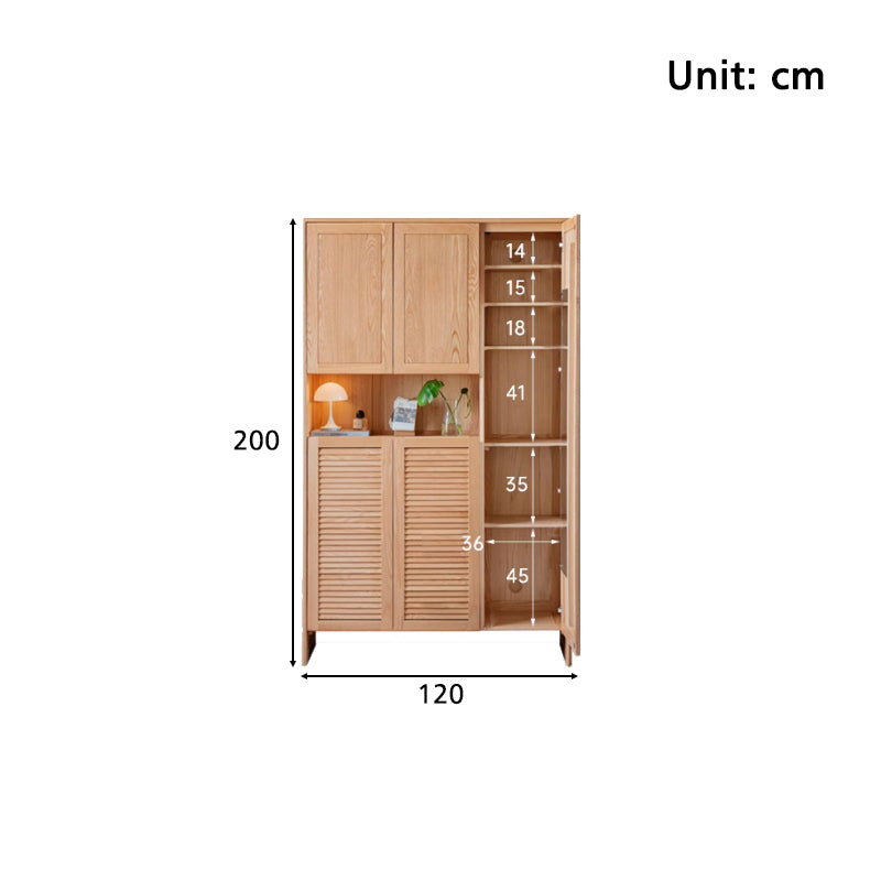 Janice 1.2m FAS-Graded Solid Oak Wood Multifunctional Entryway Cabinet/Shoe Cabinet