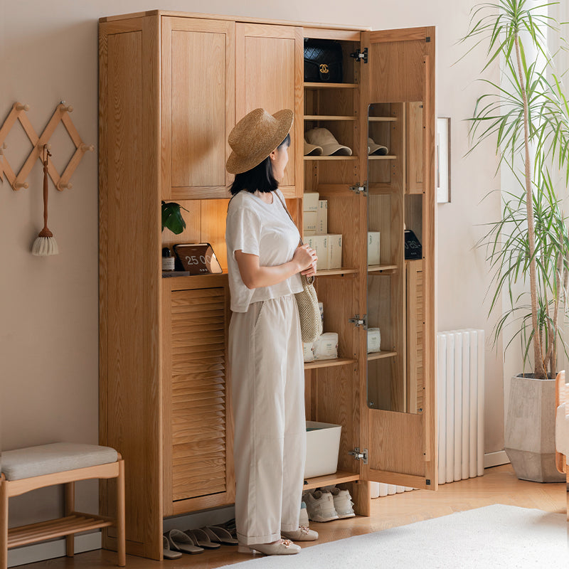Janice 1.2m FAS-Graded Solid Oak Wood Multifunctional Entryway Cabinet/Shoe Cabinet