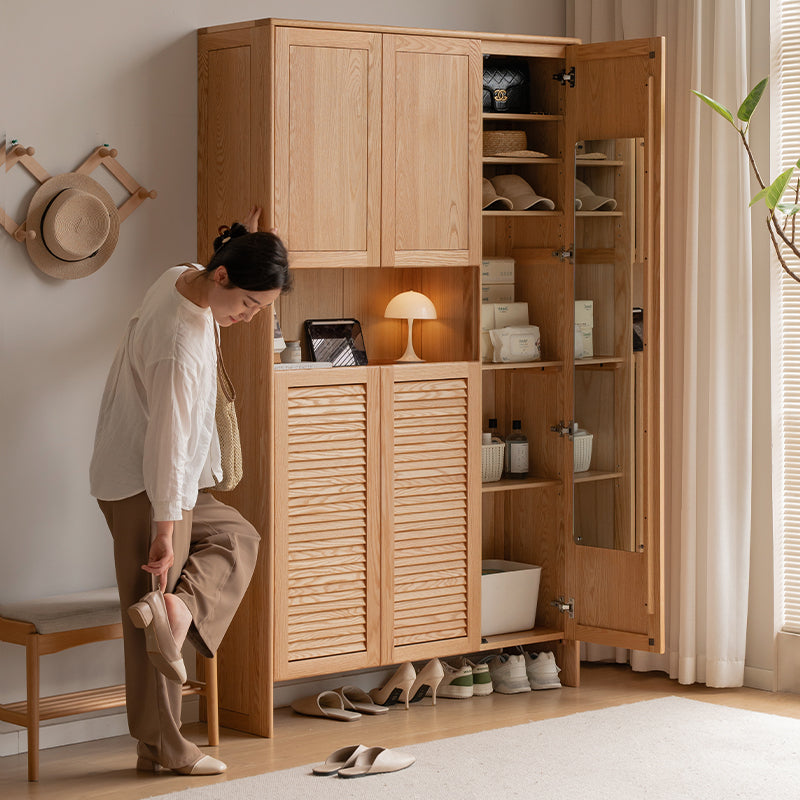 Janice 1.2m FAS-Graded Solid Oak Wood Multifunctional Entryway Cabinet/Shoe Cabinet