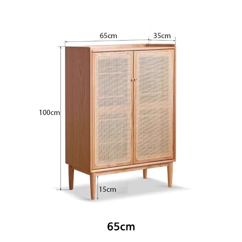 Ethel 65cm/80cm/140cm FAS-Graded Solid American Oak Wood 2-Door/3-Door Shoe Cabinet