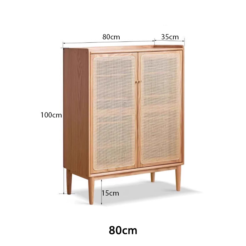 Ethel 65cm/80cm/140cm FAS-Graded Solid American Oak Wood 2-Door/3-Door Shoe Cabinet