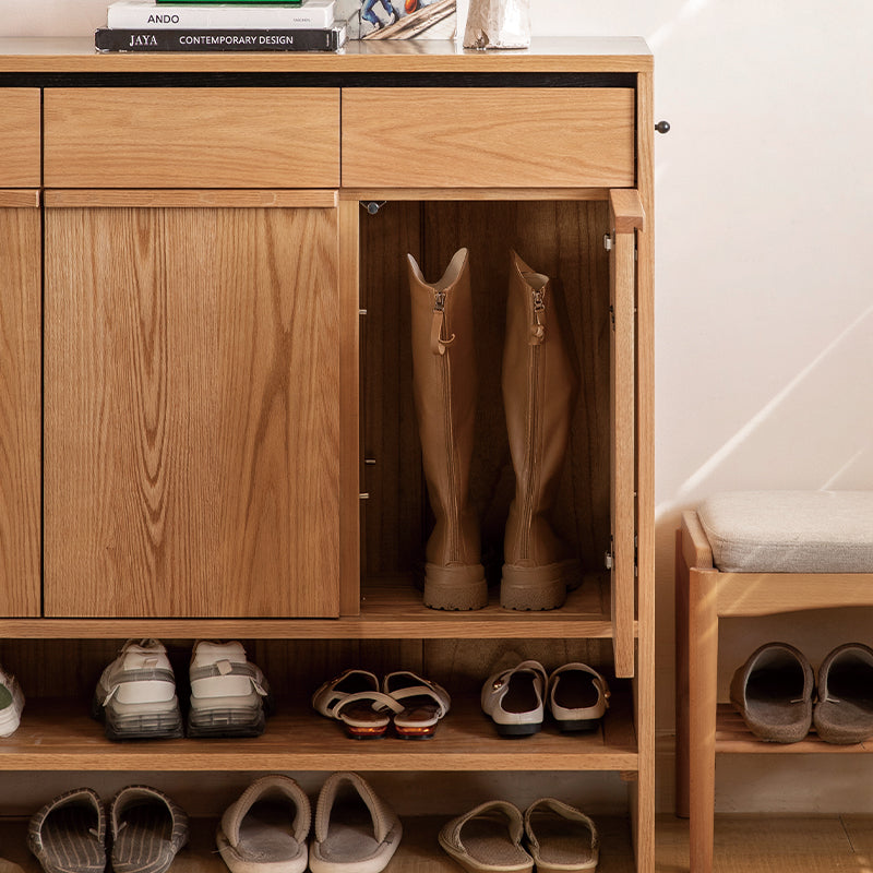 Imogen 80cm/110cm/140cm FAS-Graded Solid American Oak Wood Entryway Shoe Cabinet /Shoe Case For Home Multiple Color