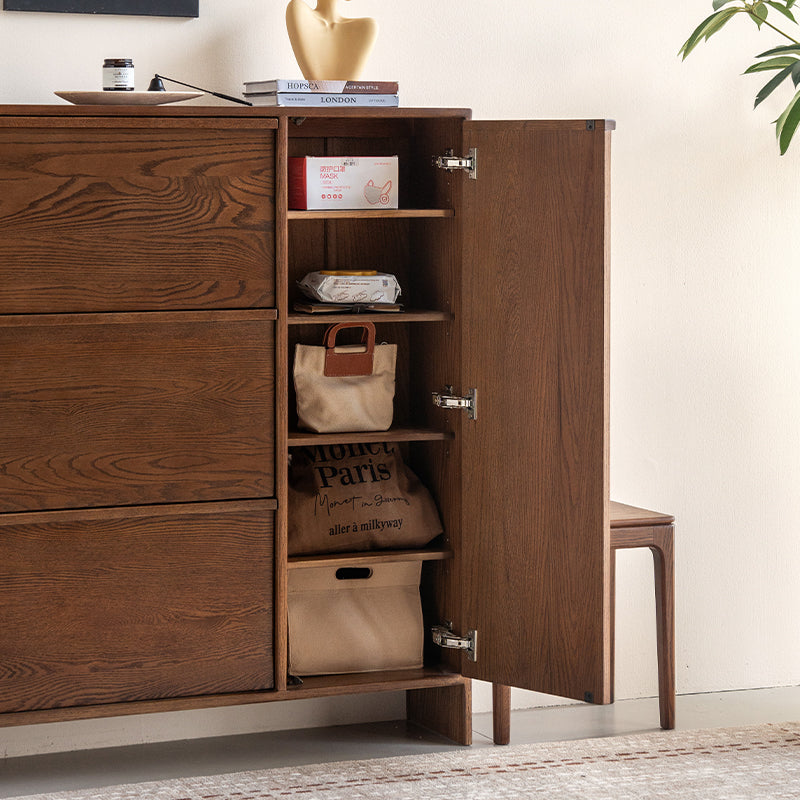 Josie 80cm/120cm FAS-Graded Solid Oak Wood Ultra-Thin Flip-Down Shoe Cabinet/Space-Saving Entryway Storage Cabinet
