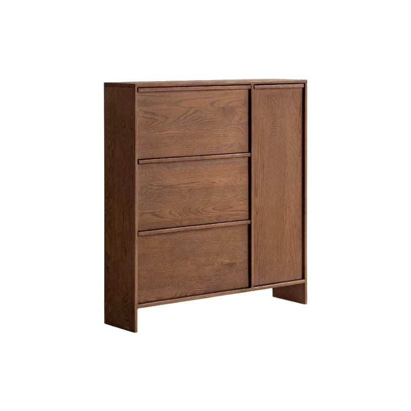 Josie 80cm/120cm FAS-Graded Solid Oak Wood Ultra-Thin Flip-Down Shoe Cabinet/Space-Saving Entryway Storage Cabinet