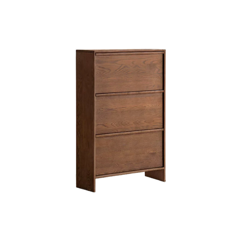 Josie 80cm/120cm FAS-Graded Solid Oak Wood Ultra-Thin Flip-Down Shoe Cabinet/Space-Saving Entryway Storage Cabinet