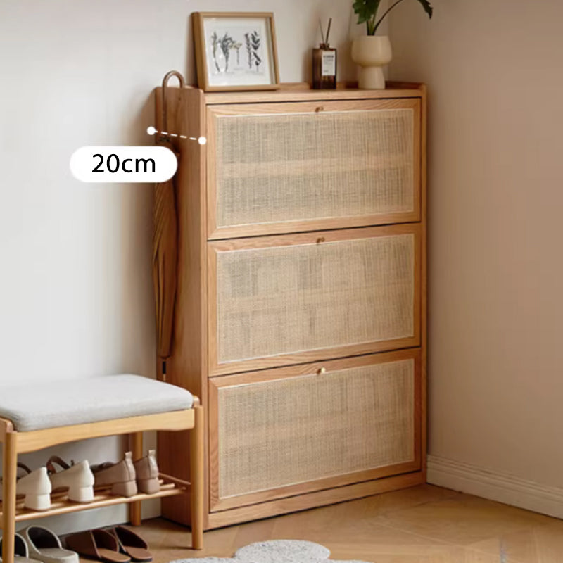 Octavia 83cm FAS-Graded Solid American Oak Wood Ultra-thin Flip-door Entryway Cabinet/Shoe Cabinet Multiple Color