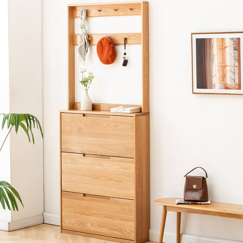 Scarlett 85cm FAS-Graded Solid American Oak Wood Ultra-thin Entryway Shoe Cabinet Multiple Color