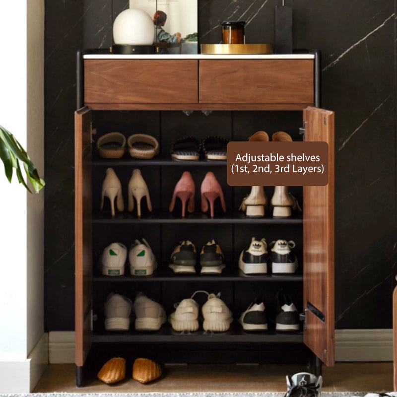 Tziporah 72cm/100cm FAS-Graded Solid Black Walnut Wood Entryway Shoe Cabinet /Shoe Case With Drawer For Home