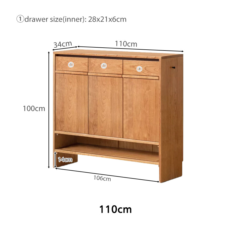 Ulrich 80cm/110cm/140cm FAS-Graded Solid Cherry Wood Entryway Shoe Cabinet /Shoe Case With Drawer For Home