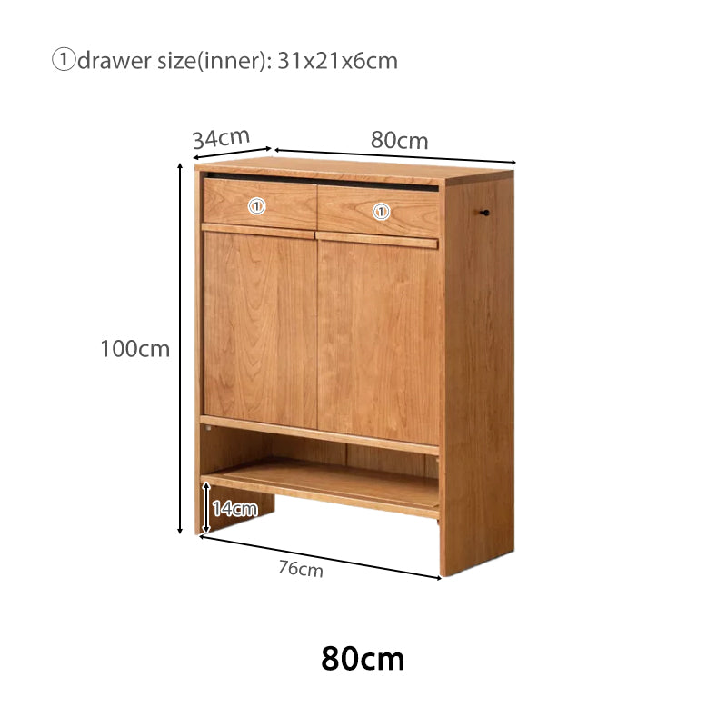 Ulrich 80cm/110cm/140cm FAS-Graded Solid Cherry Wood Entryway Shoe Cabinet /Shoe Case With Drawer For Home