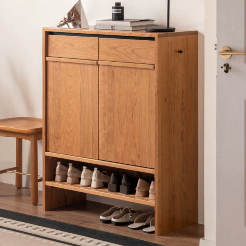 Ulrich 80cm/110cm/140cm FAS-Graded Solid Cherry Wood Entryway Shoe Cabinet /Shoe Case With Drawer For Home