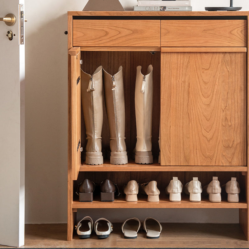 Ulrich 80cm/110cm/140cm FAS-Graded Solid Cherry Wood Entryway Shoe Cabinet /Shoe Case With Drawer For Home