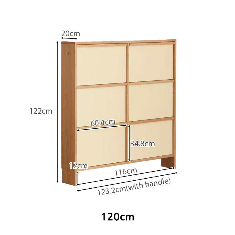 Vincenza 65cm/120cm FAS-Graded Solid Cherry Wood Ultra-thin Entryway Shoe Cabinet Natural Wood & White Color