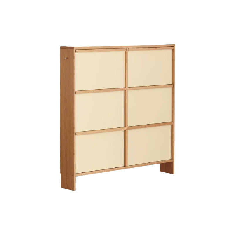 Vincenza 65cm/120cm FAS-Graded Solid Cherry Wood Ultra-thin Entryway Shoe Cabinet Natural Wood & White Color