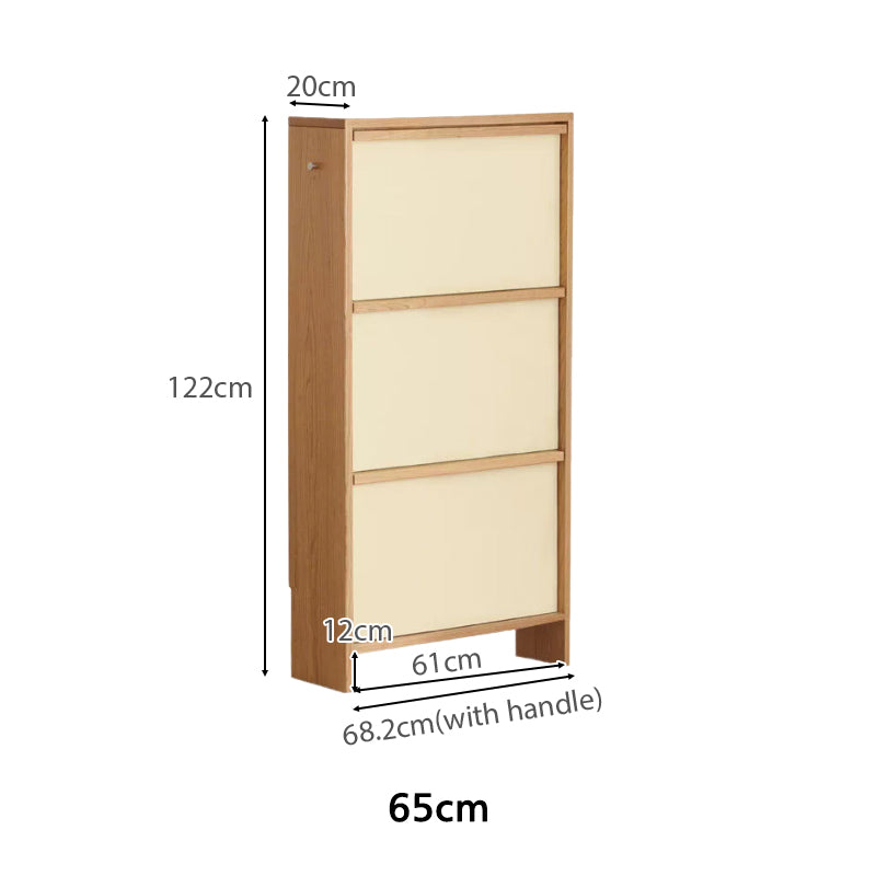 Vincenza 65cm/120cm FAS-Graded Solid Cherry Wood Ultra-thin Entryway Shoe Cabinet Natural Wood & White Color