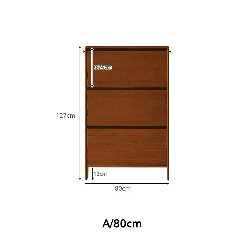 Vivienne 65cm/80cm/116cm Poplar Wood Three-Door Shoe Cabinet/Ultra-thin Entryway Shoe Cabinet with Pegboard