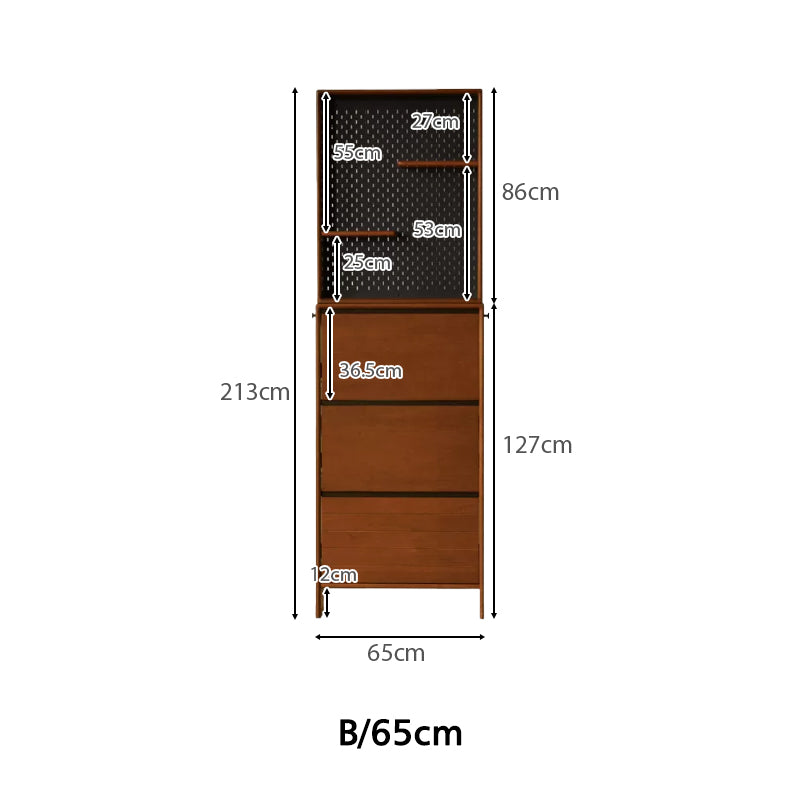 Vivienne 65cm/80cm/116cm Poplar Wood Three-Door Shoe Cabinet/Ultra-thin Entryway Shoe Cabinet with Pegboard
