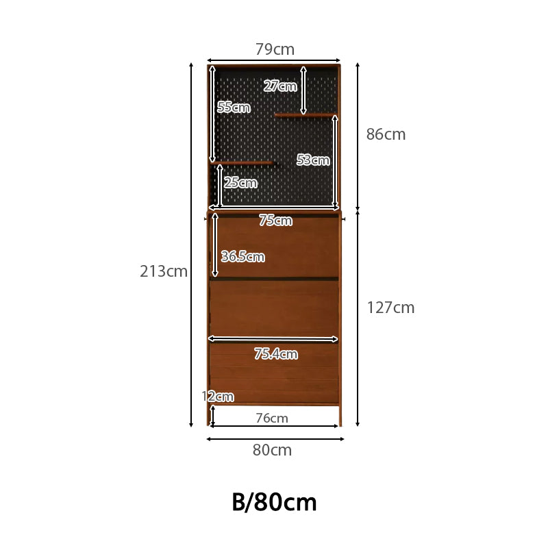 Vivienne 65cm/80cm/116cm Poplar Wood Three-Door Shoe Cabinet/Ultra-thin Entryway Shoe Cabinet with Pegboard
