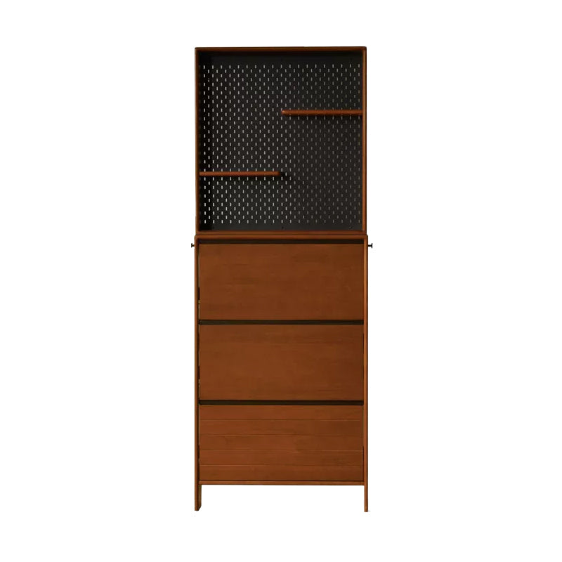 Vivienne 65cm/80cm/116cm Poplar Wood Three-Door Shoe Cabinet/Ultra-thin Entryway Shoe Cabinet with Pegboard