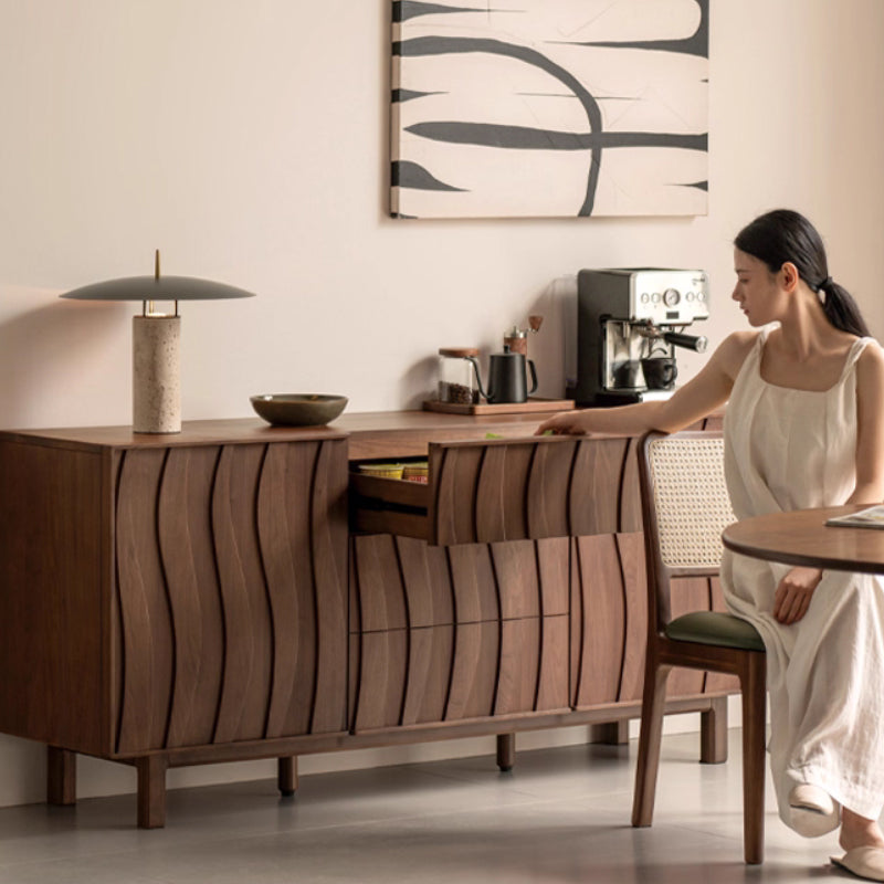 Barrett 1.5m/1.8m FAS-Graded Solid Black Walnut Wood Multi-Drawer Fashionable Dining Cabinet/Storage Cabinet/Sideboard