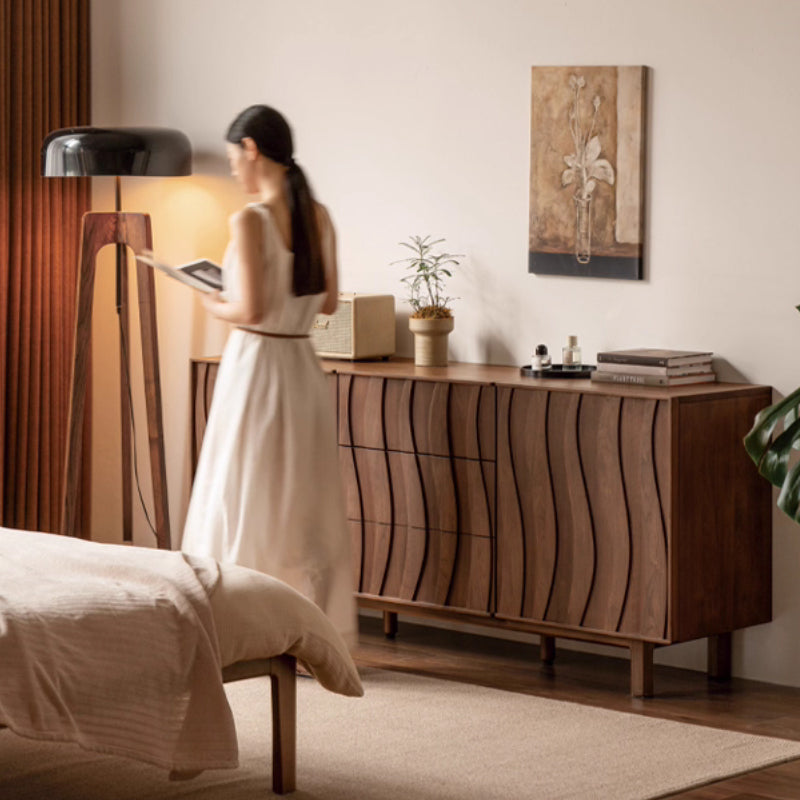 Barrett 1.5m/1.8m FAS-Graded Solid Black Walnut Wood Multi-Drawer Fashionable Dining Cabinet/Storage Cabinet/Sideboard