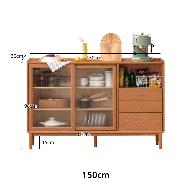 Sigrid 120cm/150cm FAS-Graded Solid Cherry Wood Ultra-thin Dining Cabinet/Storage Cabinet/Sideboard/Buffet