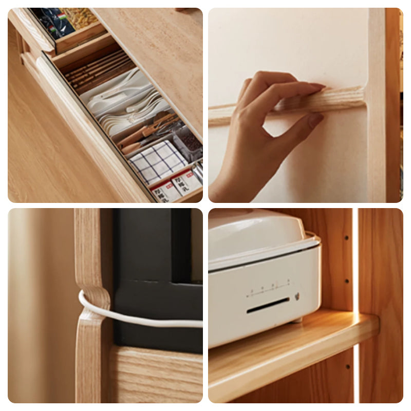 Adelina 150cm/180cm Solid Ash Wood Multi-Drawer Dining Cabinet/Storage Cabinet/Sideboard Buffet/Coffee Station Display Cupboard