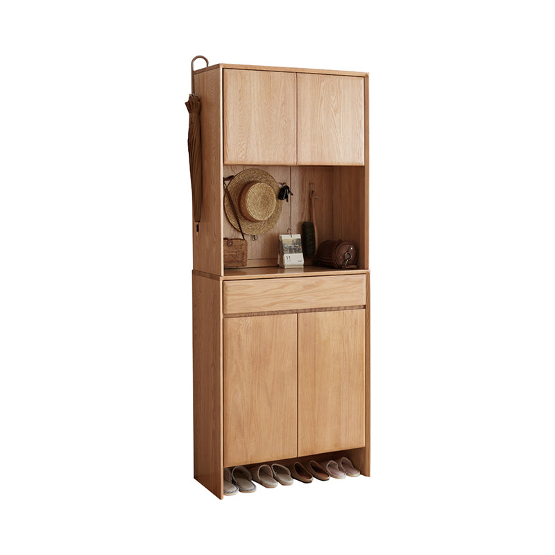 Connor 0.8m FAS-Graded Solid Oak Wood Multifunctional Entryway Cabinet/Shoe Cabinet With Lighting