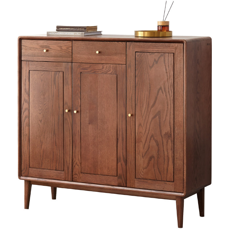 FAS-Graded Solid American Oak Wood Three-Door Shoe Cabinet with Drawers/Shoe Storage