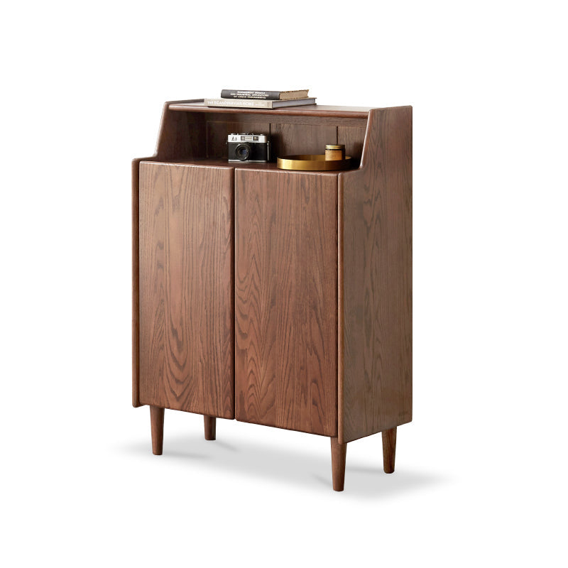 Walnut FAS-Graded Solid American Oak Wood Two-Door Entryway Shoe Cabinet