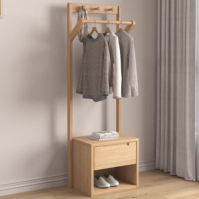Oak Entry Hallway Coat Rack Stand with Shoe Bench