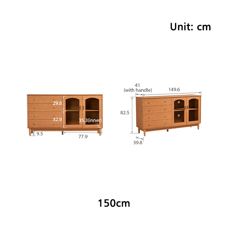 Carolyn 1.2m/1.5m Dining Cabinet/Storage Cabinet/Sideboard With Glass Door For Dining Room