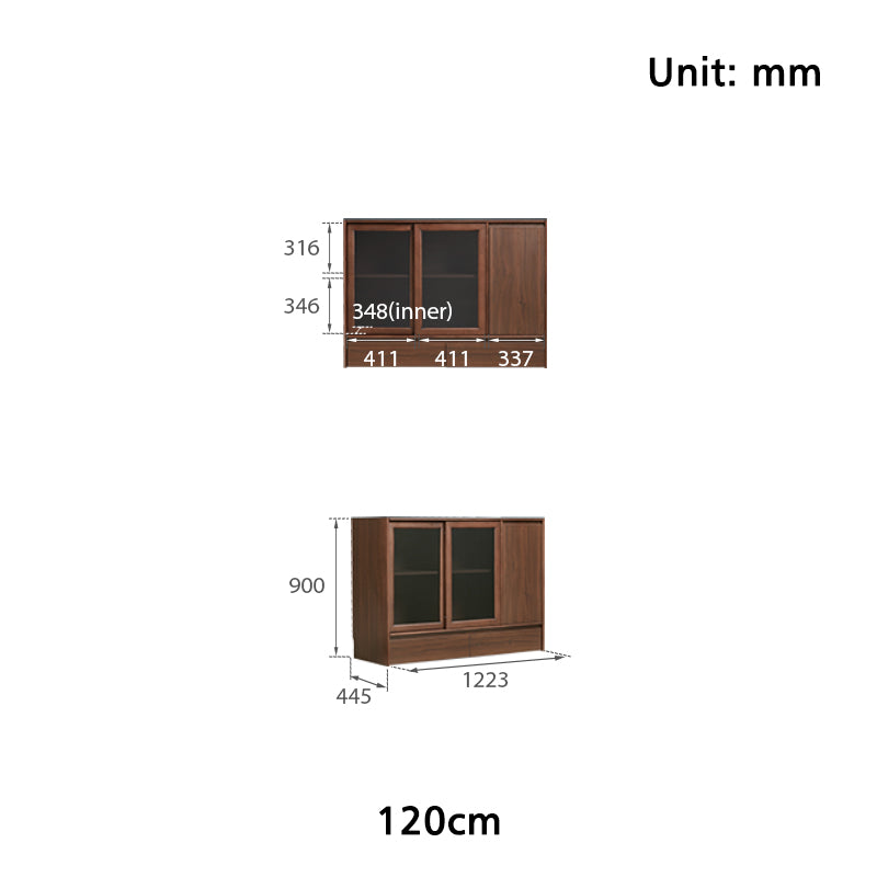 Cheryl 1.2m/1.5m/1.8m Dining Cabinet/Storage Cabinet/Sideboard Walnut Color