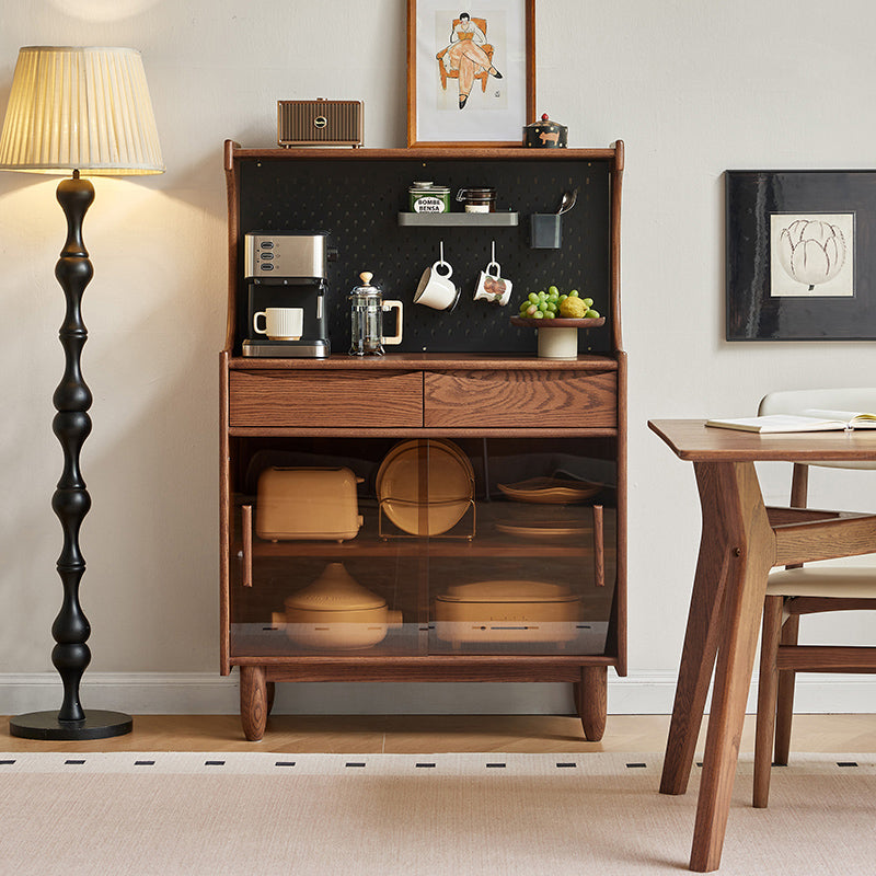 Christina 0.7m/0.9m FAS-Graded Solid American Oak Wood Multifunctional Sideboard Buffet/Coffee Station Display Cupboard
