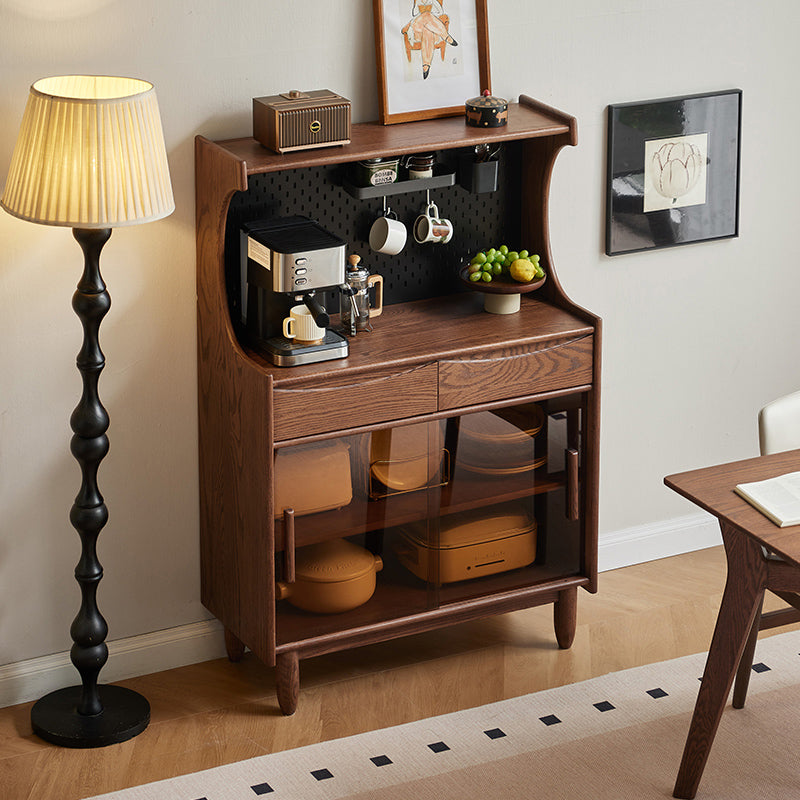 Christina 0.7m/0.9m FAS-Graded Solid American Oak Wood Multifunctional Sideboard Buffet/Coffee Station Display Cupboard