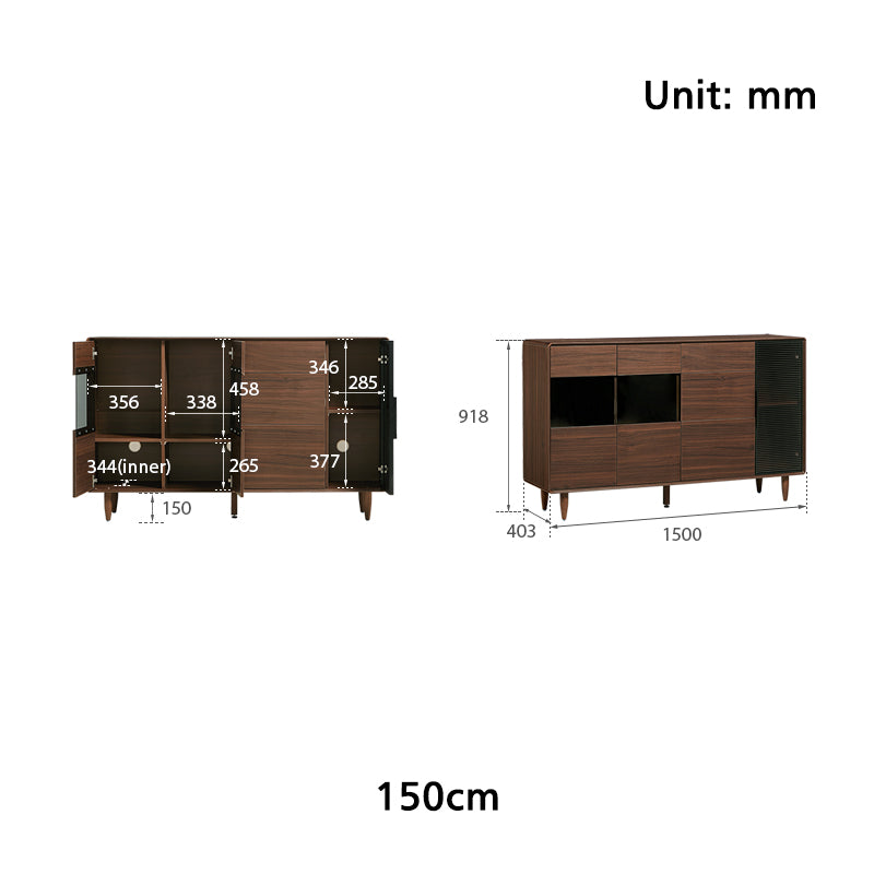 Christine 1.2m/1.5m/1.8m/2.0m Dining Cabinet/Storage Cabinet/Sideboard Walnut Color