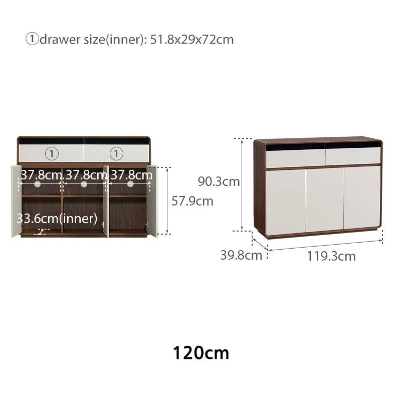 Valeria 80cm/120cm/150cm/180cm Multi-Drawer Fashionable Dining Cabinet/Storage Cabinet/Sideboard Grey & Walnut Color