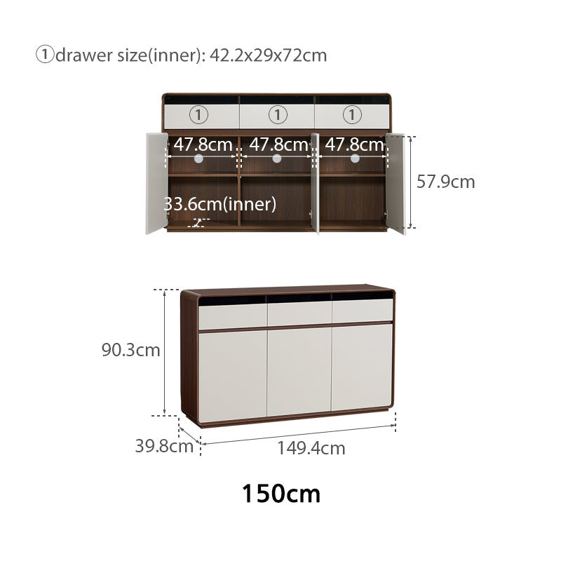 Valeria 80cm/120cm/150cm/180cm Multi-Drawer Fashionable Dining Cabinet/Storage Cabinet/Sideboard Grey & Walnut Color