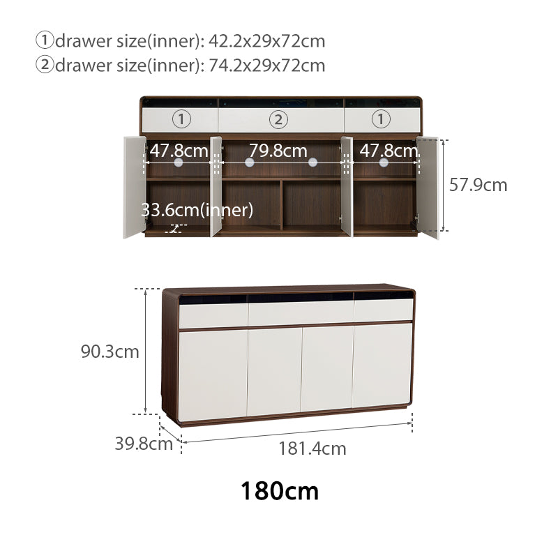 Valeria 80cm/120cm/150cm/180cm Multi-Drawer Fashionable Dining Cabinet/Storage Cabinet/Sideboard Grey & Walnut Color