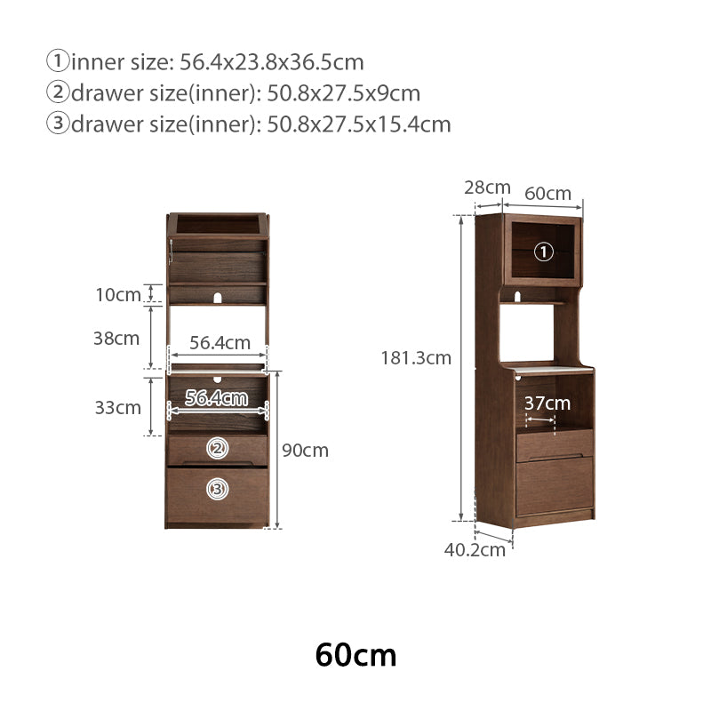 Vance 60cm/80cm Rubberwood Multifunctional Sideboard Buffet/Coffee Station Display Cupboard Multiple Color