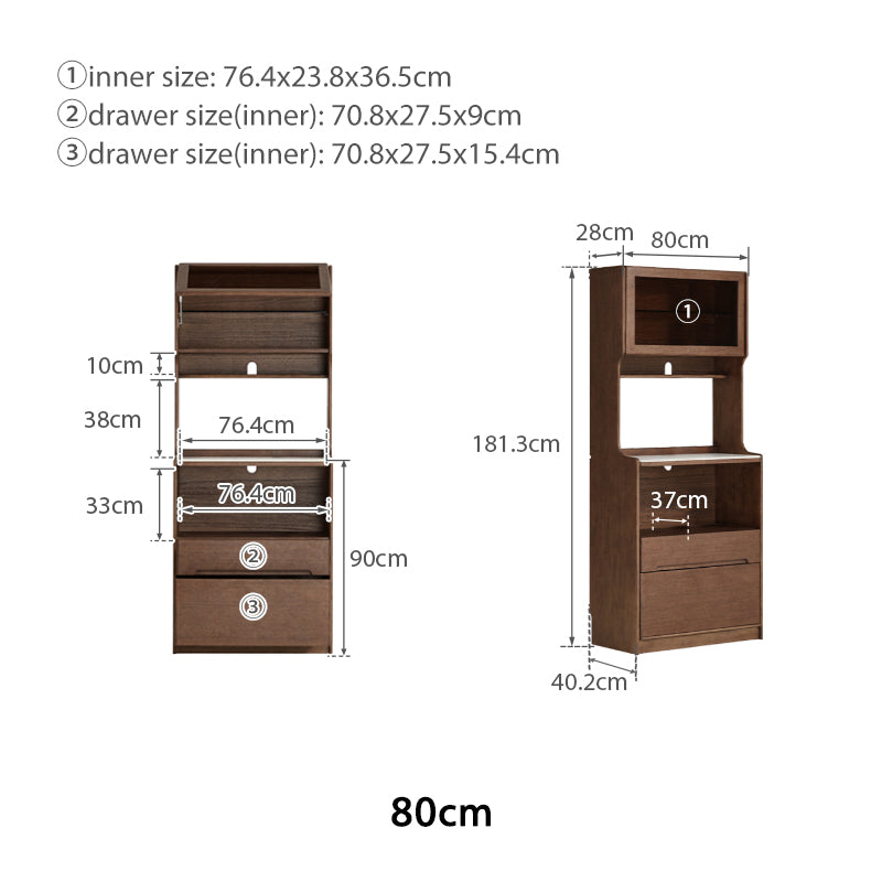 Vance 60cm/80cm Rubberwood Multifunctional Sideboard Buffet/Coffee Station Display Cupboard Multiple Color