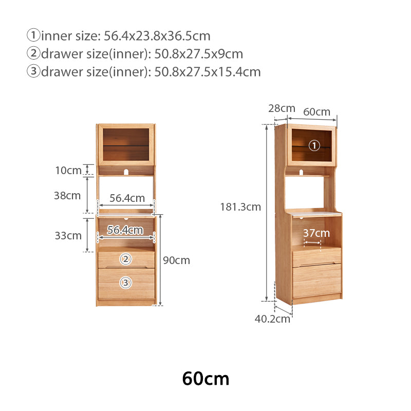Vance 60cm/80cm Rubberwood Multifunctional Sideboard Buffet/Coffee Station Display Cupboard Multiple Color