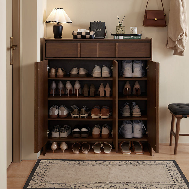 Alden 0.8m/1.0m/1.2m/1.4m Entryway Shoe Cabinet With Drawer Walnut