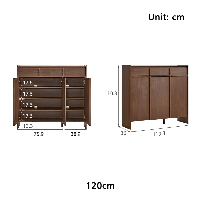 Alden 0.8m/1.0m/1.2m/1.4m Entryway Shoe Cabinet With Drawer Walnut