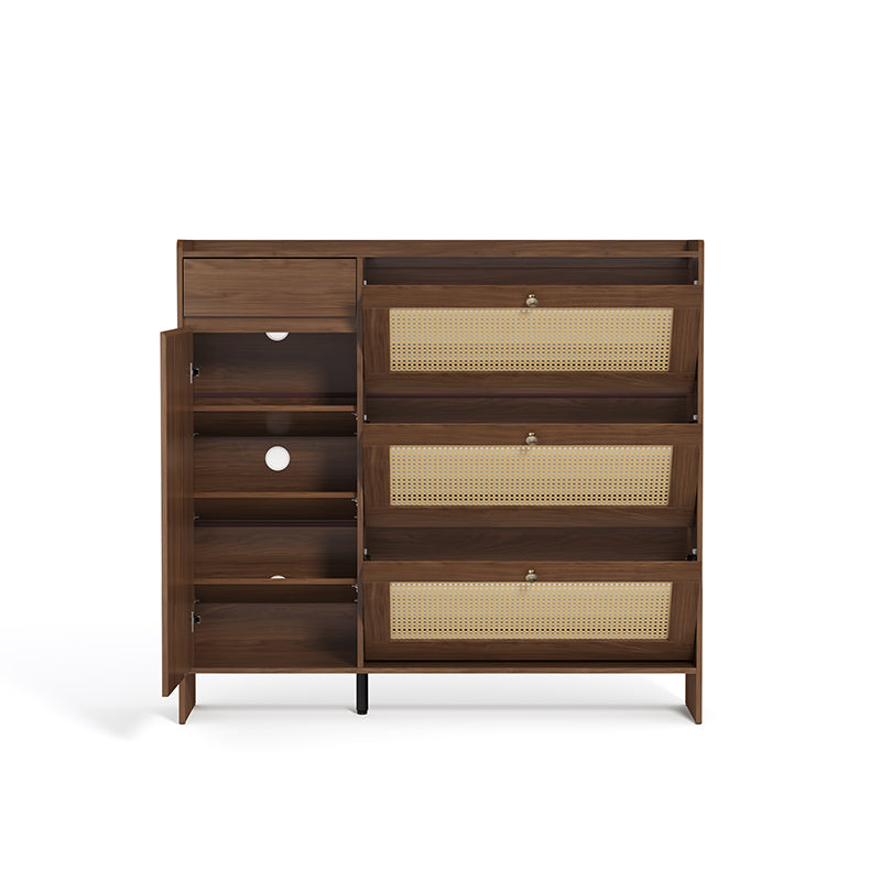Hyacinth 135cm Flip-door Entryway Cabinet/Shoe Cabinet With Drawer Walnut Color
