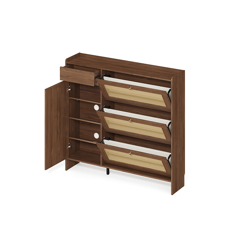 Hyacinth 135cm Flip-door Entryway Cabinet/Shoe Cabinet With Drawer Walnut Color