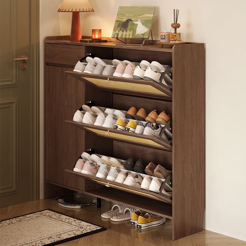 Hyacinth 135cm Flip-door Entryway Cabinet/Shoe Cabinet With Drawer Walnut Color