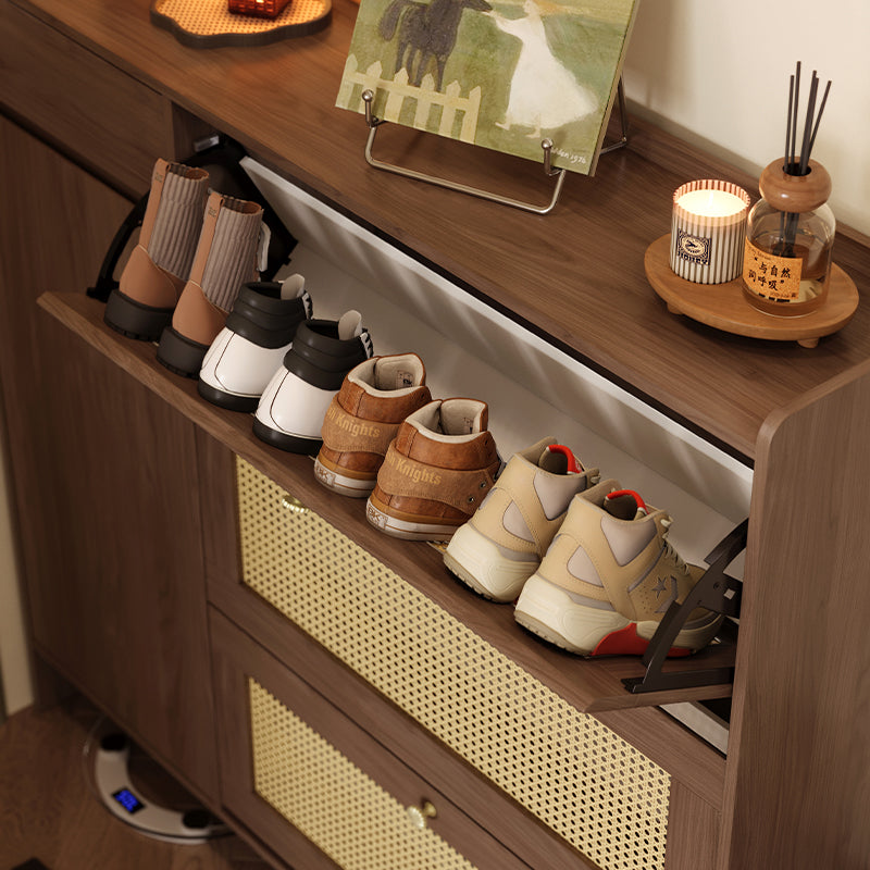 Hyacinth 135cm Flip-door Entryway Cabinet/Shoe Cabinet With Drawer Walnut Color