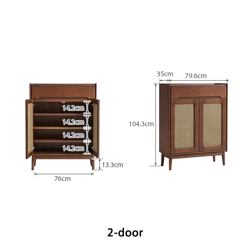 Ignatius 80cm/118cm/140cm Rubberwood Entryway Cabinet/Shoe Cabinet With Drawer Walnut Color