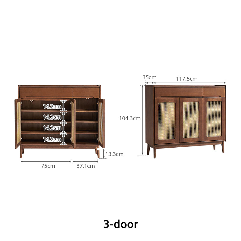 Ignatius 80cm/118cm/140cm Rubberwood Entryway Cabinet/Shoe Cabinet With Drawer Walnut Color
